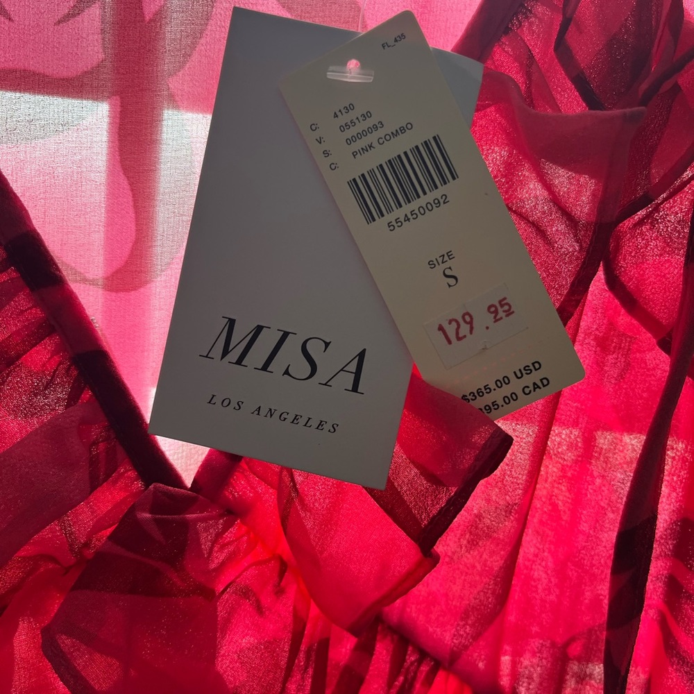 Misa Los Angeles pink tiered dress, Size Small